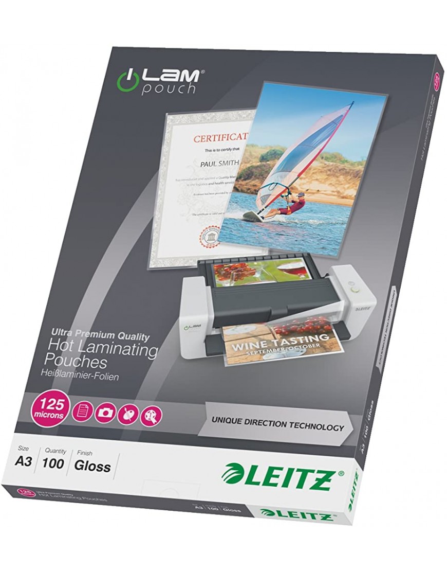 Leitz iLAM UDT Plastikbeutel – Kunststoffhüllen transparent EVA Polyethylen-Vinylacetat Polyethylen Terephthalat PET glänzend A3 309 mm 435 mm - BNUUX6MD