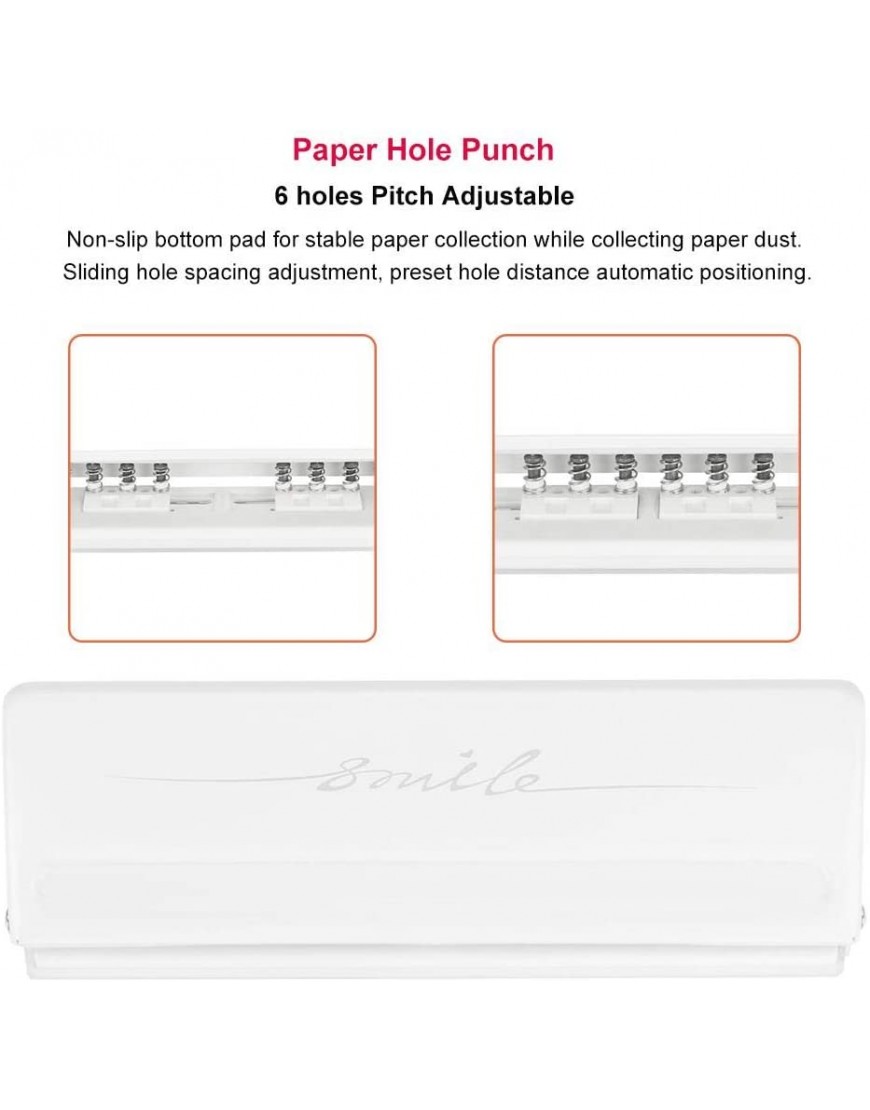 Bürobedarf 6-Loch-Puncher 3-Farben-Locher einstellbarer Abstand Papier-Puncher Papierlocher Home for Office Schoolwhite - BHJCE5H9