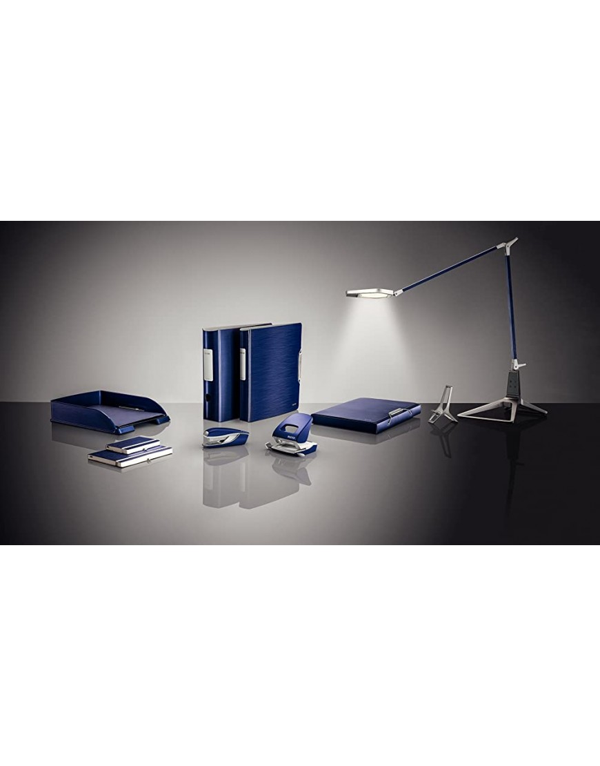 Leitz Büro Locher aus Metall Für 30 Blatt Anschlagschiene mit Formatangaben Ergonomisches Design Titan blau Style Serie 50060069 - BYEFH3MQ