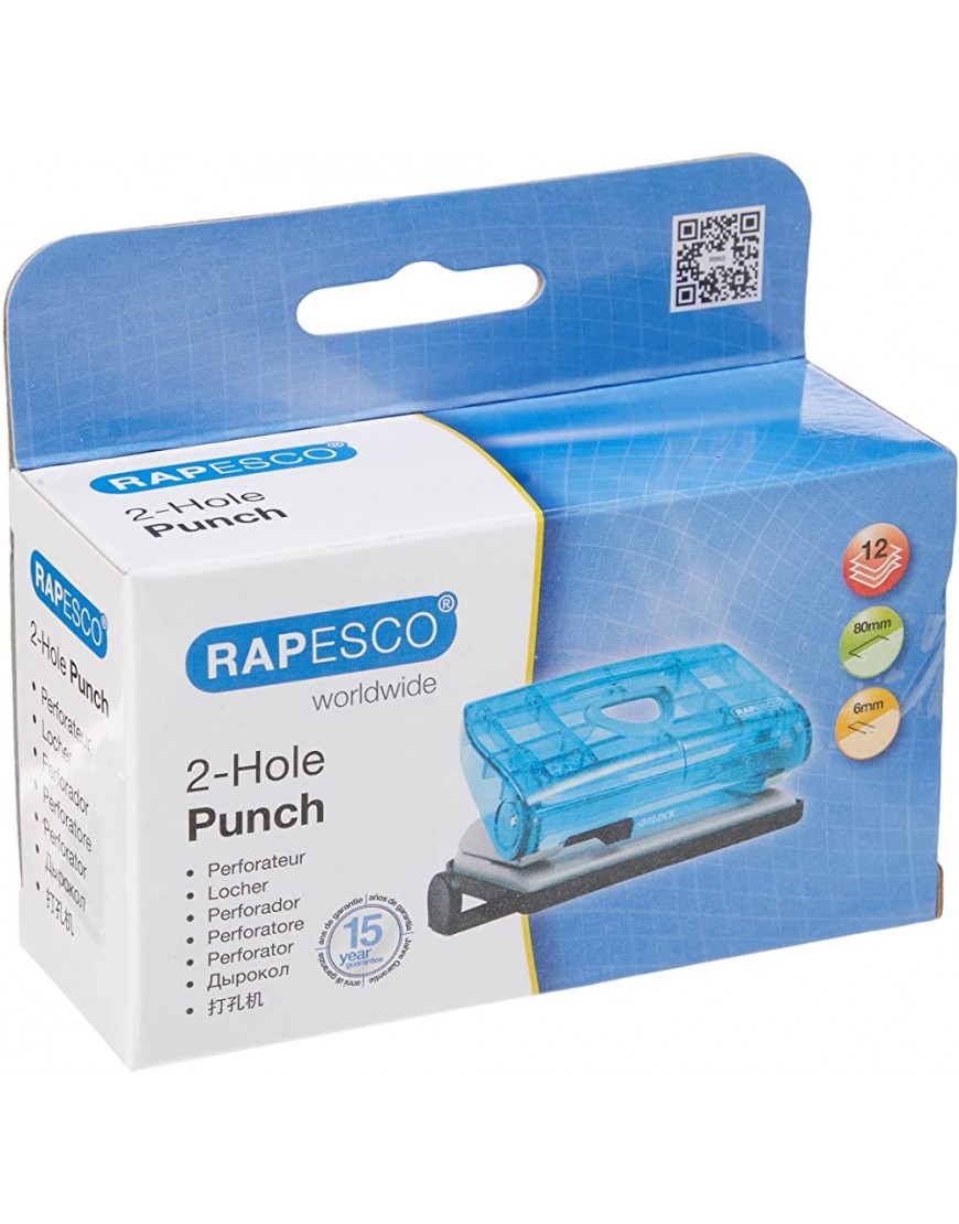 Rapesco BC810PBB 810-P 2-fach-Locher 12 Blatt Stanzkapazität Transparent Blau - BZOXJ5KV