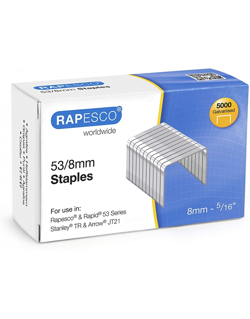 Rapesco 0750 53 8mm verzinkte Tackerklammern 5.000 Stück - BPJOKM4H