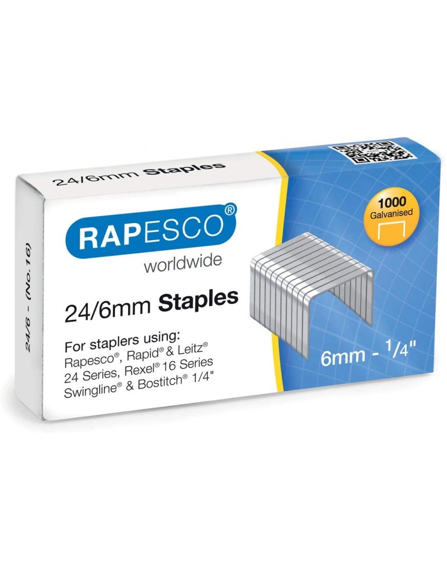 Rapesco S24607Z3 24 6mm verzinkte Heftklammern 1.000 Stück - BOXIOWH4