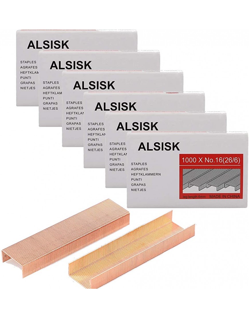 Alsisk Standard-Heftklammern 1 4 Zoll Länge 6 Boxen 6000 Stück Rotgold - BUSJSH77