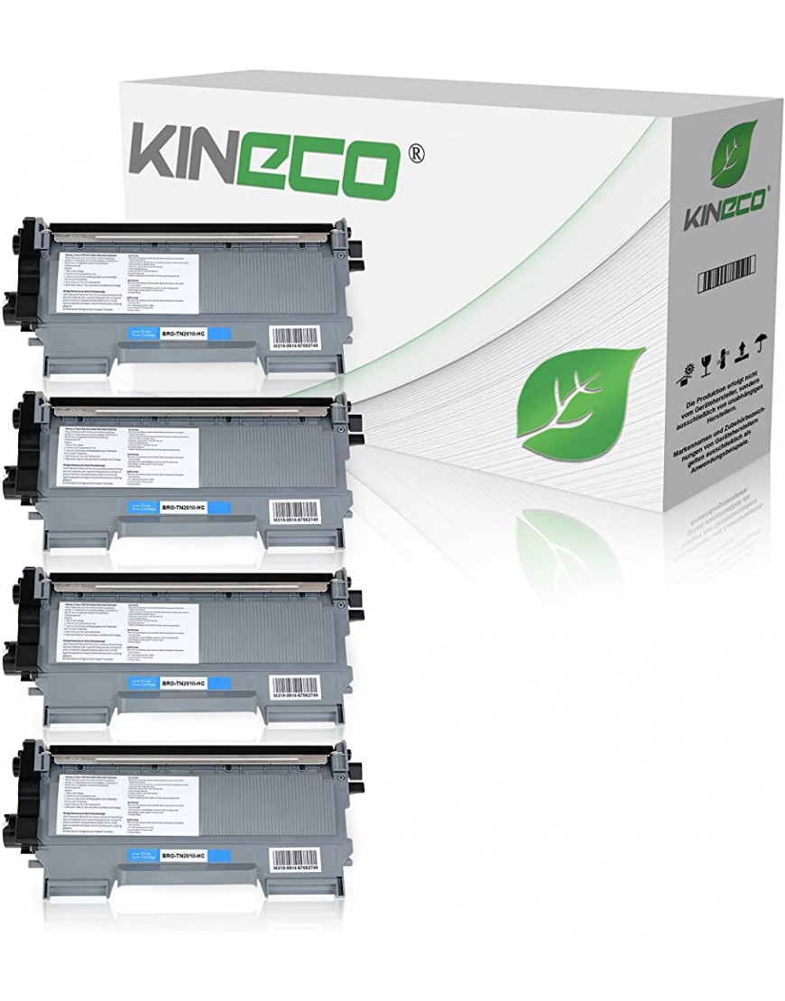 Kineco 4 Toner kompatibel für Brother TN2010 TN-2010 für Brother DCP-7055 W DCP-7057 HL-2130 R HL-2132 R HL-2135 W Schwarz je 3.000 Seiten - BMBZWEHW