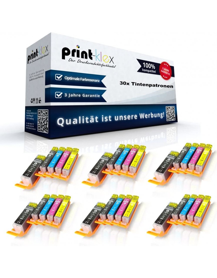 30x Print-Klex Tintenpatronen kompatibel für Canon Pixma TS 5000 Series Pixma TS 5050 Pixma TS 5050 Series PGI 570 CLI 571 PBK BK C M Y Office Light Serie - BYPPO2E4