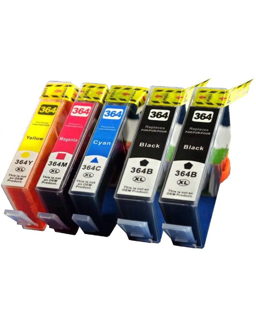 5 XL Druckerpatronen kompatibel für HP Photosmart 5510 5515 6510 B010A B109A B110A B210A Deskjet 3070 A Multipack 364XL - BZVLZN1B