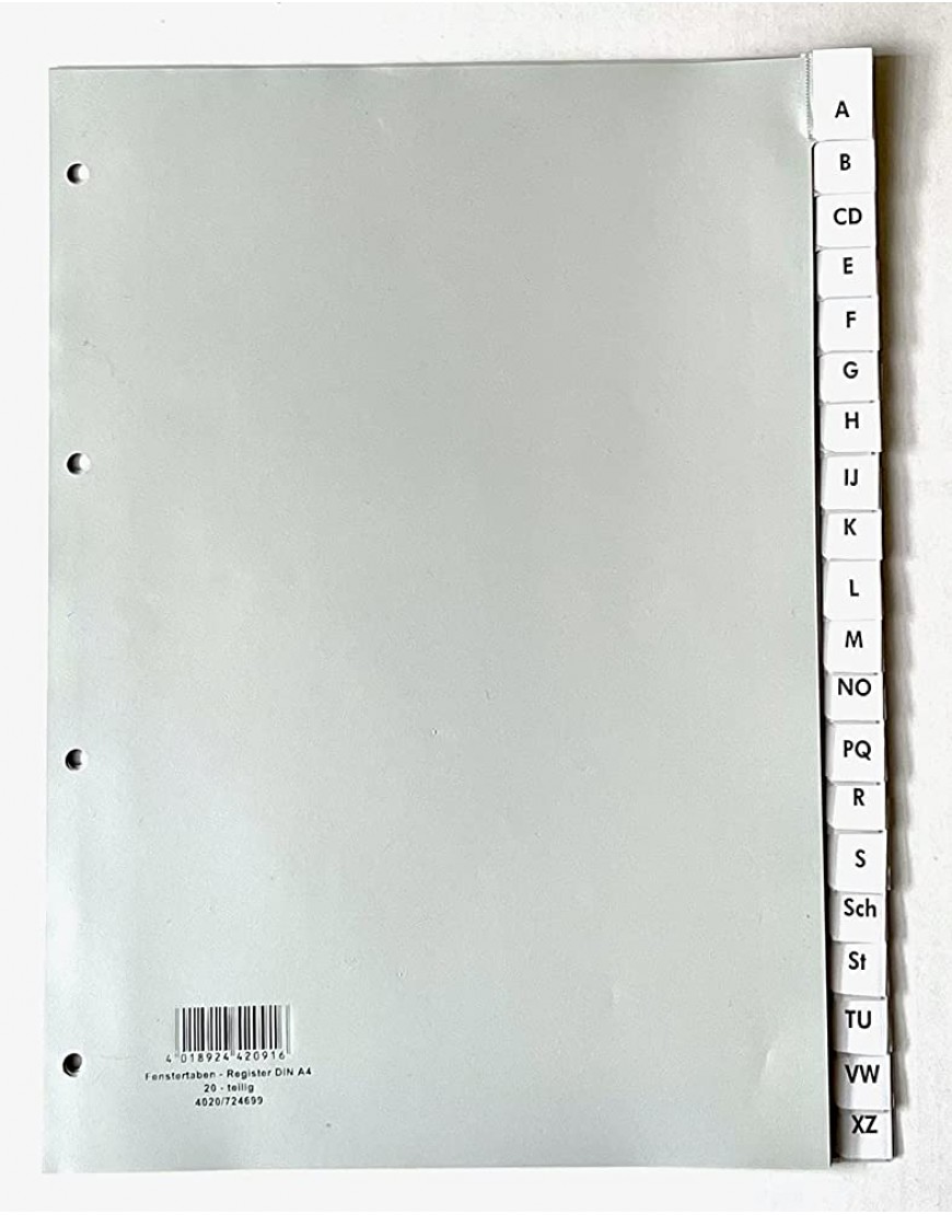 10x HETZEL Kunststoff-Register A4 grau 20 tlg inkl. auswechselbaren Beschriftungsfeldern Trennblätter - BIXFRWVD