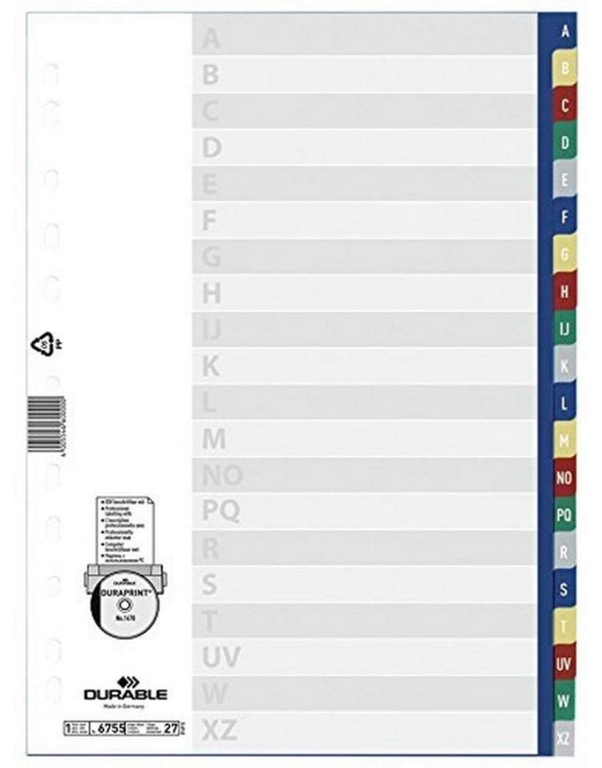 DURABLE Hunke & Jochheim Register PP A-Z farbiger Verlauf DIN A4 230 x 297 mm 20 Blatt - BDRYOHJ2