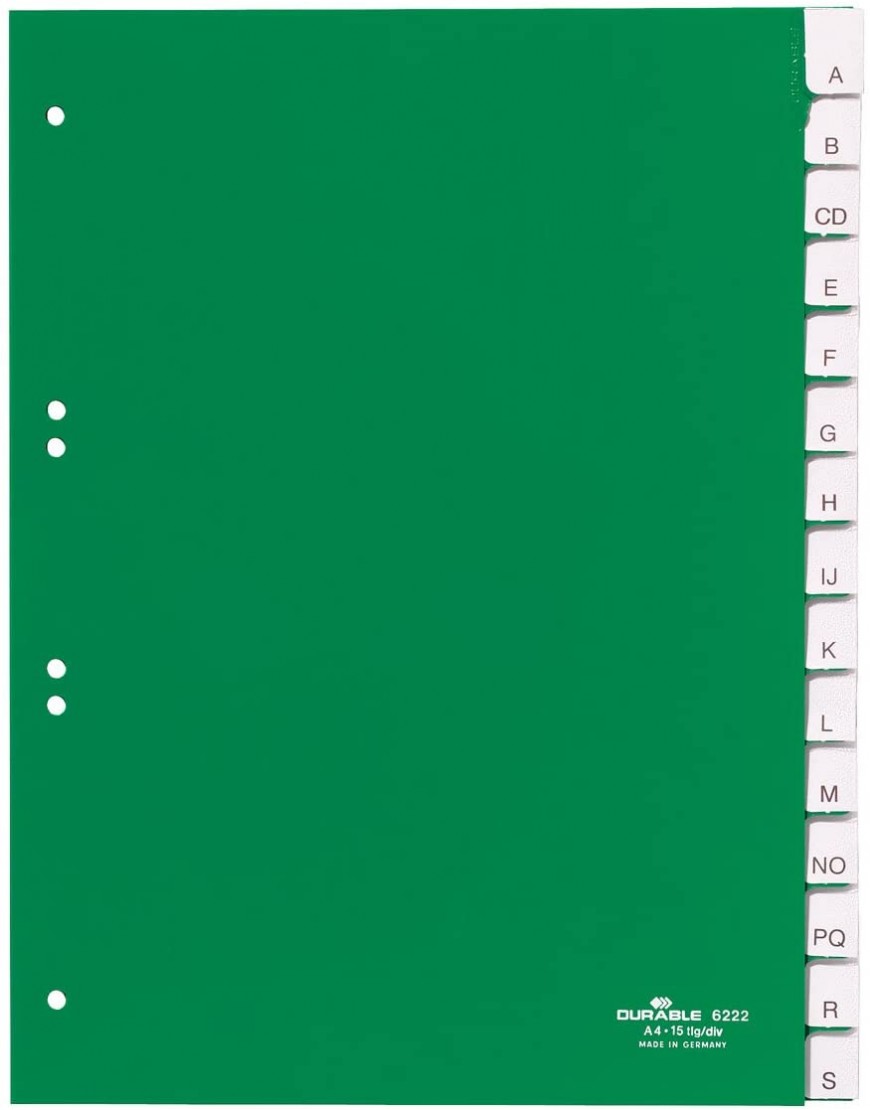 Durable Register aus Kunststoff mit blanko Taben 15-teilig grün 622205 - BIHKD9Q2