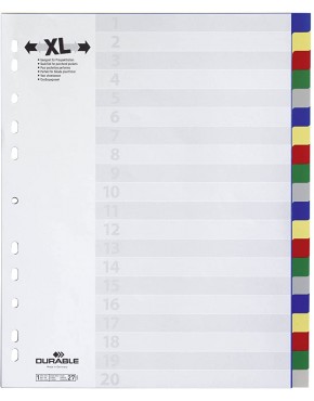 Durable Register aus Kunststoff mit farbigen Taben Überbreite 20-teilig 675927 - BNLXVK74