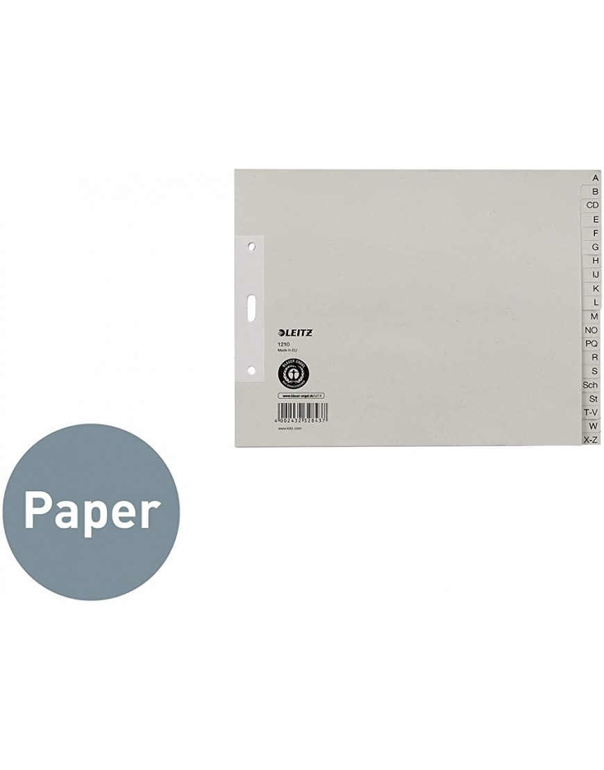 Leitz Papierregister A-Z A4 halbe Höhe Papier 20 Blatt grau - BZRKMM93