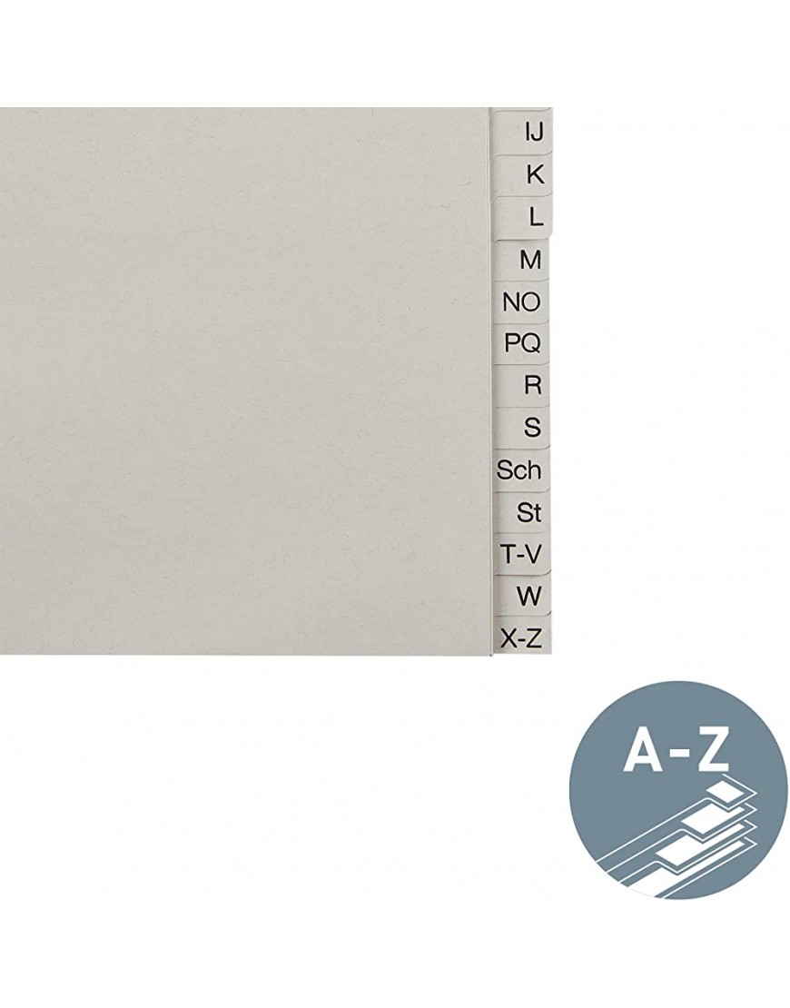 Leitz Papierregister A-Z A4 halbe Höhe Papier 20 Blatt grau - BZRKMM93