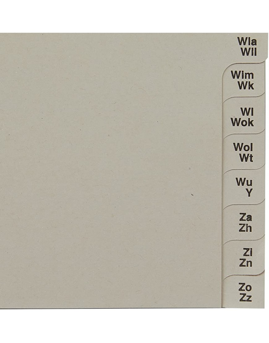 Leitz Register Trennblätter mit Taben und alphabetischem Aufdruck A-Z für 12 Ordner Halbe Höhe und Überbreite Grau 100% recyceltes Papier Blauer Engel Siegel 13120085 - BMRAN791