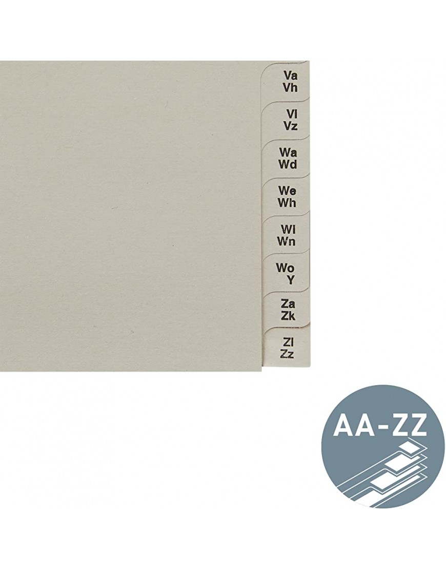 Leitz Register Trennblätter mit Taben und alphabetischem Aufdruck A-Z für 6 Ordner Halbe Höhe und Überbreite Grau 100% recyceltes Papier Blauer Engel Siegel 13060085 - BSAVZN5K