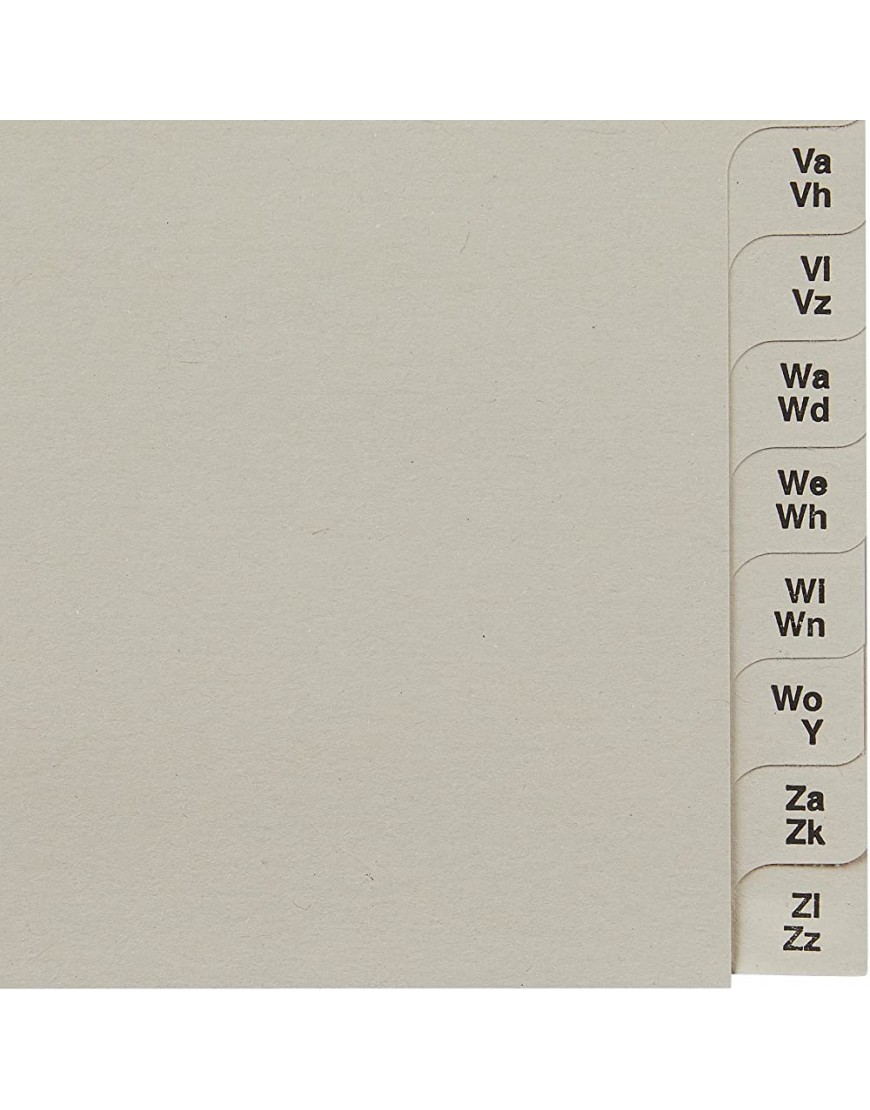Leitz Register Trennblätter mit Taben und alphabetischem Aufdruck A-Z für 6 Ordner Halbe Höhe und Überbreite Grau 100% recyceltes Papier Blauer Engel Siegel 13060085 - BSAVZN5K