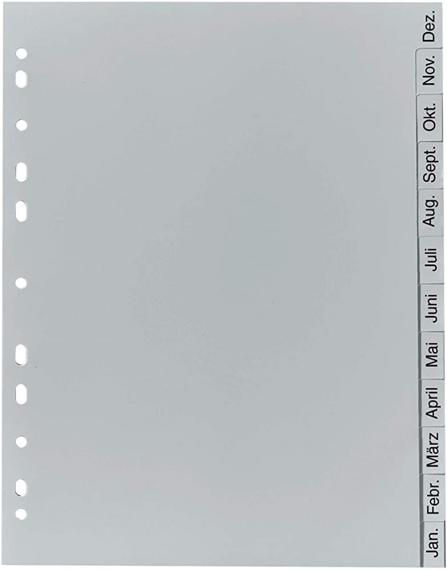Original Falken PP Kunststoff-RegisterFür DIN A4 22,5 x 29,7 cm volle Höhe Druck Dez.-Jan. 12 Blatt grau Ringbuch Ordner Plastikregister ideal für Büro und Schule - BLHGW97E