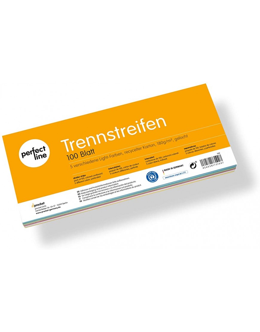 perfect line • 100 Trennstreifen Recycling-Karton 160 g m² gelocht MADE IN GERMANY - BUXVN71K