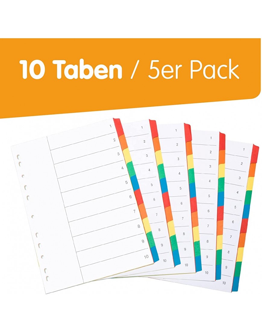 perfect line • Ordner-Register DIN-A4 10-teilig 5er Set Karton MADE IN GERMANY - BJNKJ2KE