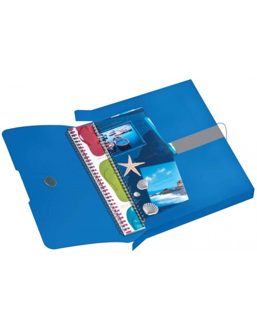 Herlitz Sammelbox A4 PP mit Rückenetikett 1 Stück mit Design-Aufdruck Rückenbreite 4 cm opak blau - BEIYMK9J