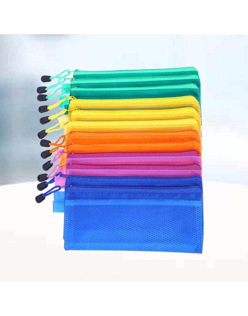 NUOBESTY 15 Stücke A4 Reißverschluss Mesh Beutel Datei Beutel Wasserdichte Reisetaschen für Bürobedarf Kosmetik Reisezubehör Zufällige Farbe - BTBXNKK8