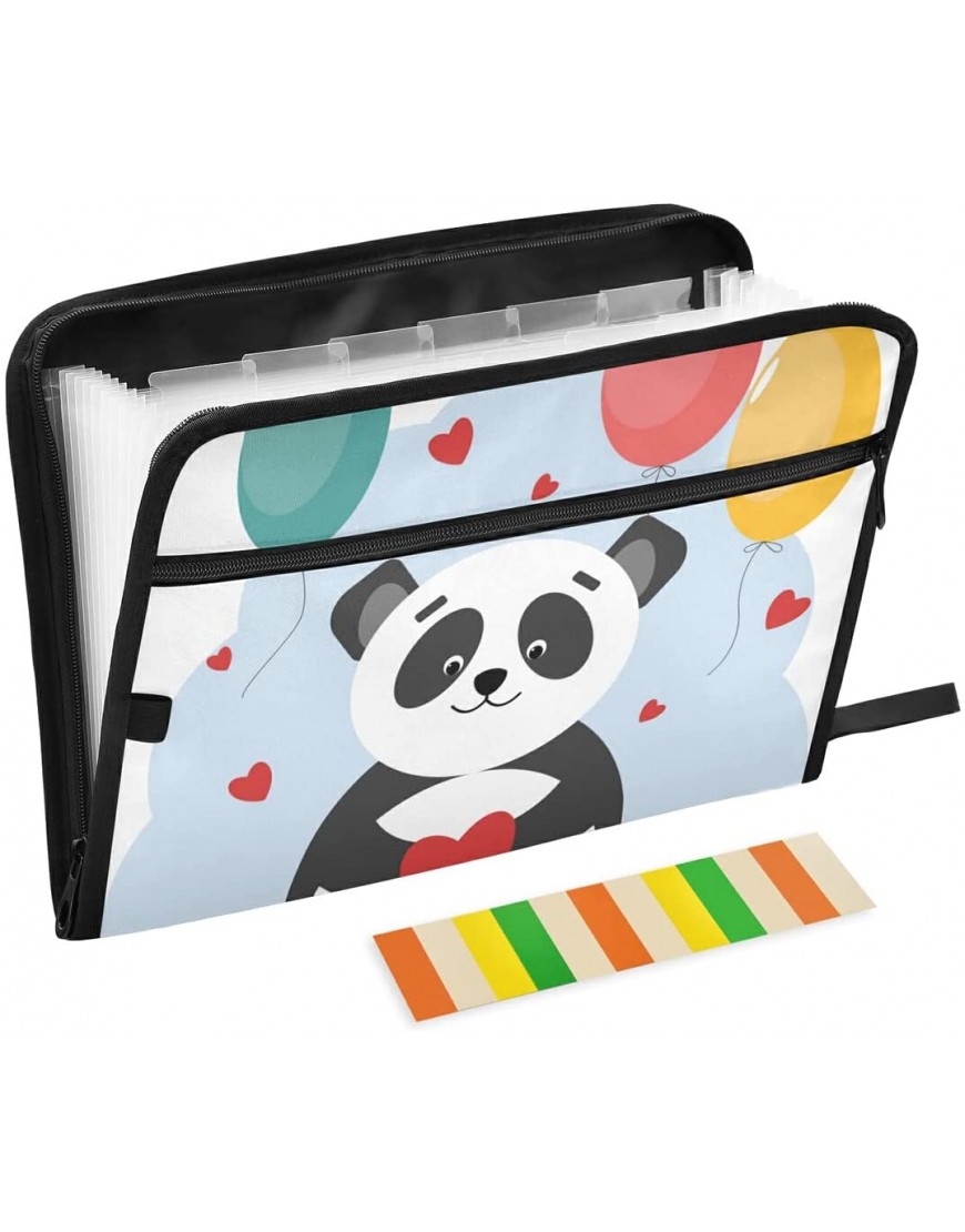 Panda Heart Akkordeon-Aktenordner mit 13 Fächern erweiterbare Aktenordner mit Etiketten Buchstaben A4 tragbar mit Reißverschluss Schule Bürobedarf für Zuhause Büro Schule - BSXANJ1Q