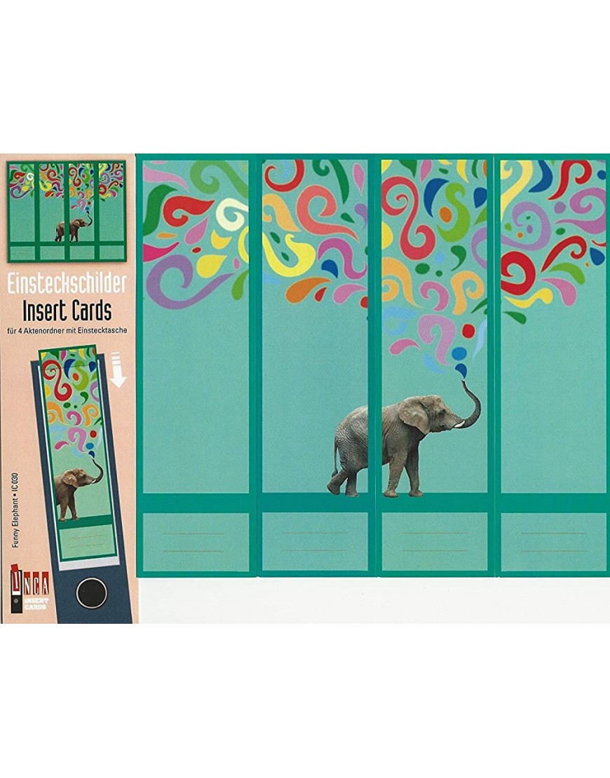 Design Ordner-Rückenschilder zum Einstecken Motiv Funny Elephant für breite Din A4-Ordner original von File Art - BIXANA2H