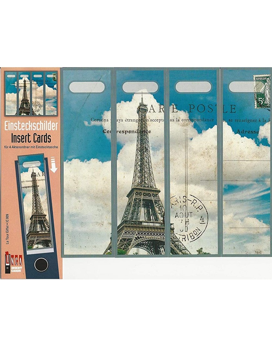 Design Ordner-Rückenschilder zum Einstecken Motiv La Tour Eiffel für breite Din A4-Ordner original von File Art - BPSMQ55N