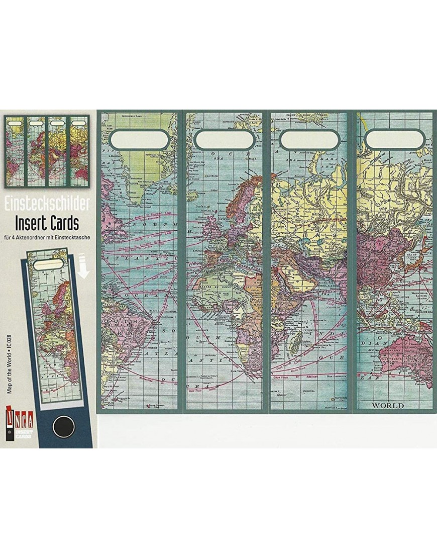 Design Ordner-Rückenschilder zum Einstecken Motiv Map of the world für breite Din A4-Ordner original von File Art - BIINJKD8