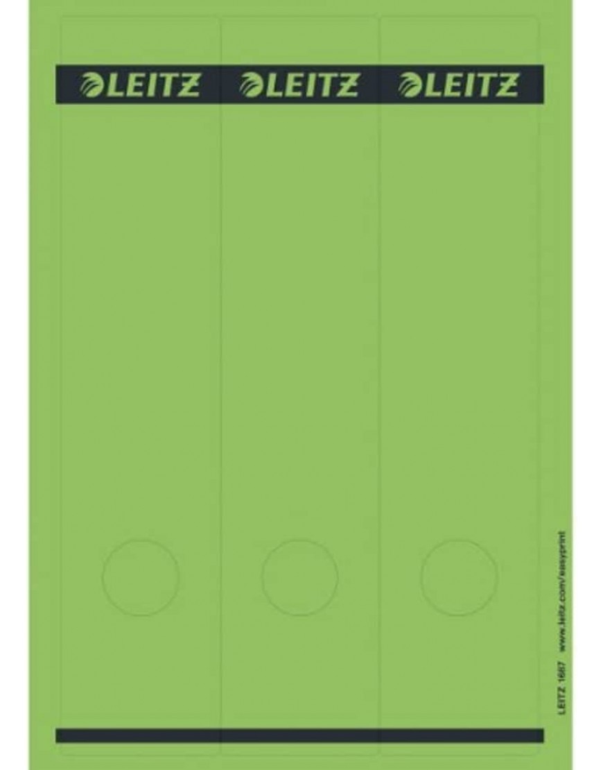 Leitz PC-beschriftbare Rückenschilder selbstklebend für Standard- und Hartpappe-Ordner 75 Stück Langes und breites Format 62 x 285 mm Papier grün 16870055 - BYNNT1Q7