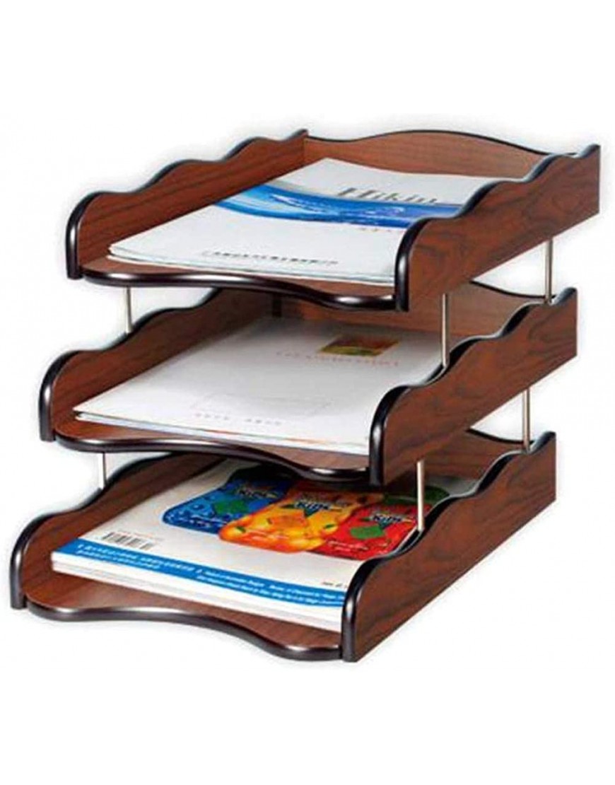Briefablage aus Holz mit 3 Ebenen zum Organisieren von Mails Bildern A4-Papier Bürobedarf-Schwarzwalnussfarbe - BCUEEHDE