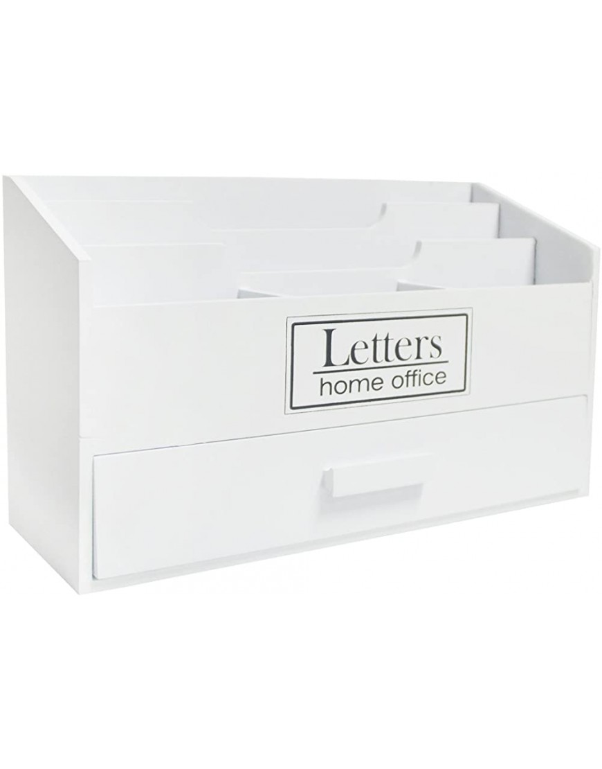 DRULINE Briefbox Briefablage Organizer Weiß mit Letters Home Office Schriftzug 30 cm x 18 cm 12 cm - BQOJPA5J