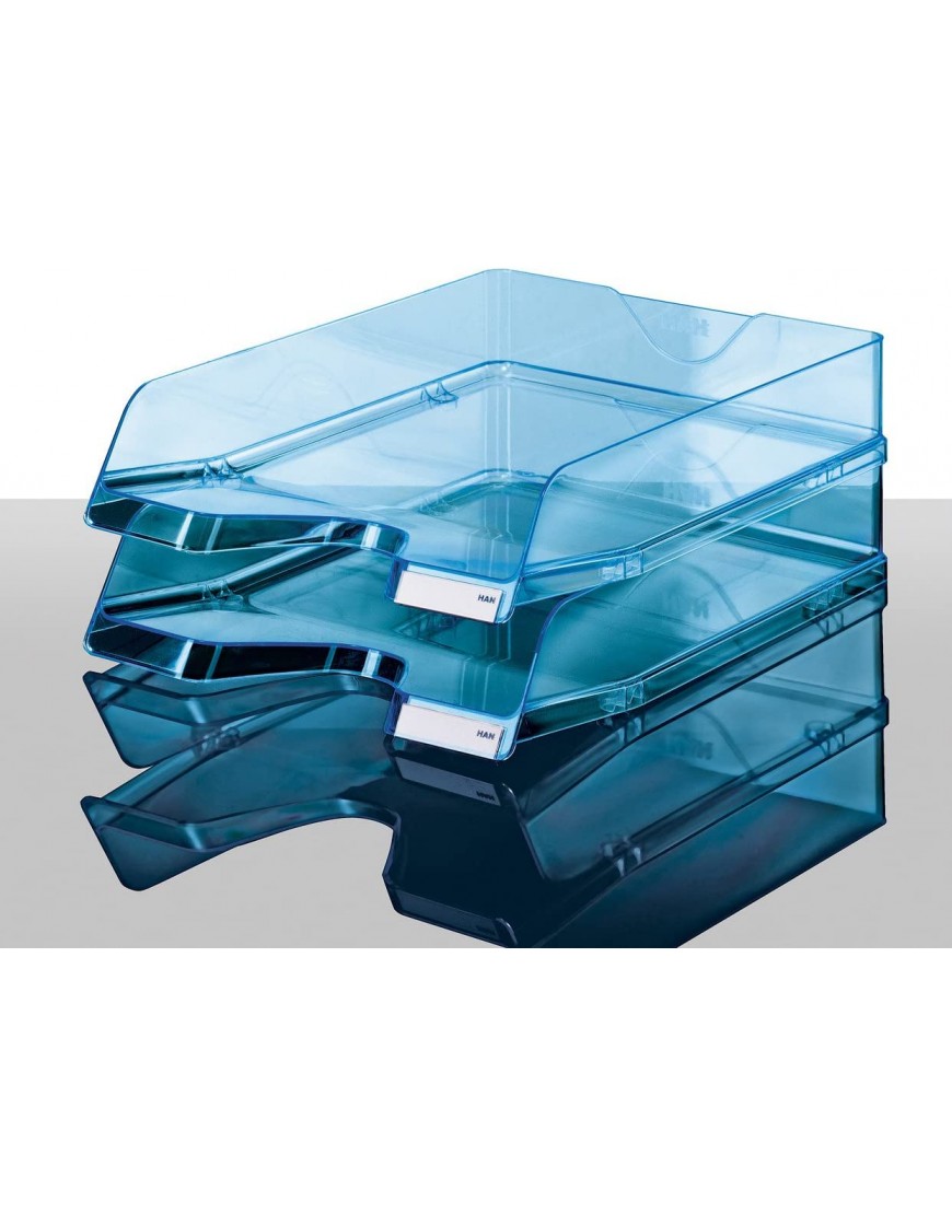 HAN Briefablage VIVA DIN A4 C4 stapelbar mit Clip hochglänzend transparent-blau - BNZJKVM7